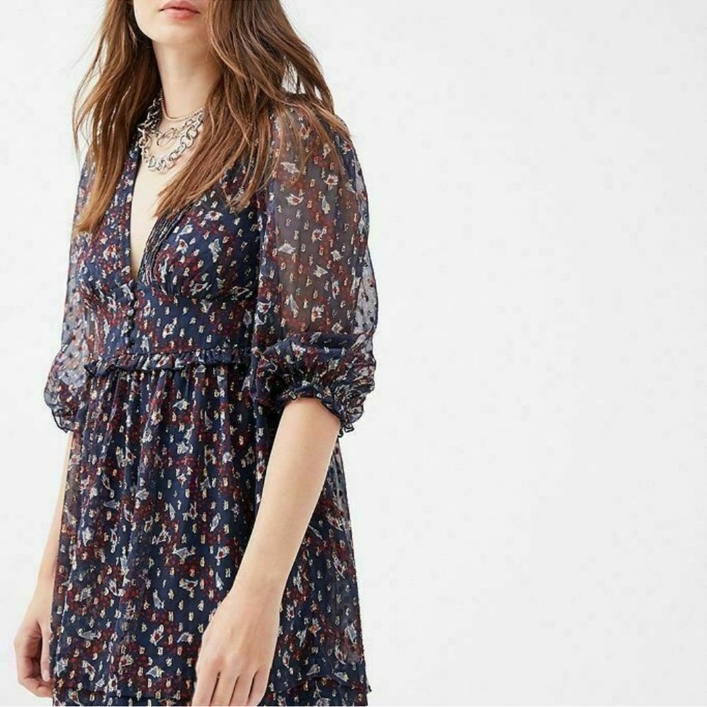 Urban Outfitters UO Cheetah Print Chiffon Mini Dress